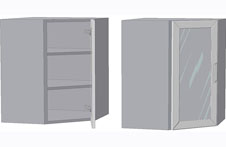 Шкаф кухонный витрина - 600*600/угловой диагональный