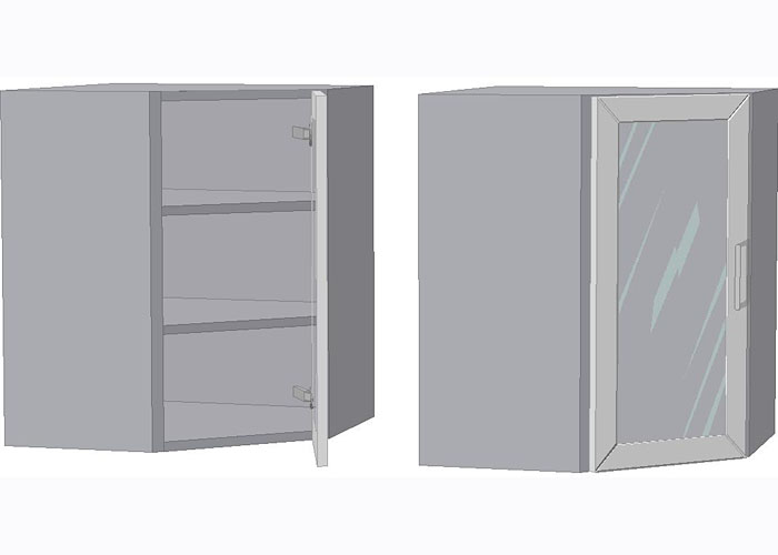 Шкаф кухонный витрина - 600*600/угловой диагональный